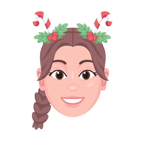 Isolerad färgad avatar av en kvinna med en jul relaterad hatt — Stock vektor