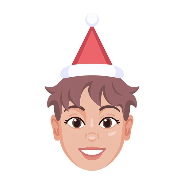 Avatar colorido isolado de uma mulher com um chapéu relacionado com o Natal — Vetor de Stock