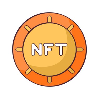 İzole edilmiş NFT simgesi Dijital Aktarım Konsepti Vecto