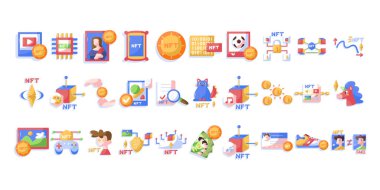 NFT simgeleri Dijital aktarım konsepti Vecto