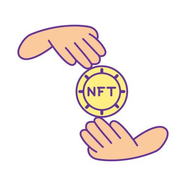 İzole edilmiş NFT simgesi Dijital Aktarım Konsepti Vecto