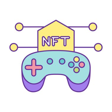 İzole edilmiş NFT simgesi Dijital Aktarım Konsepti Vecto