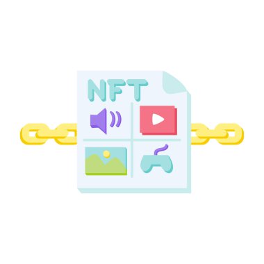 İzole edilmiş NFT simgesi Dijital Aktarım Konsepti Vecto