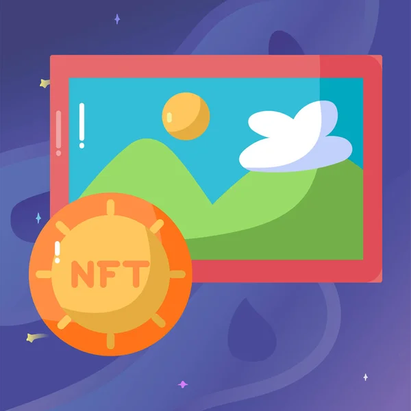Μεμονωμένο εικονίδιο NFT Ψηφιακή έννοια συναλλαγής Vecto — Διανυσματικό Αρχείο