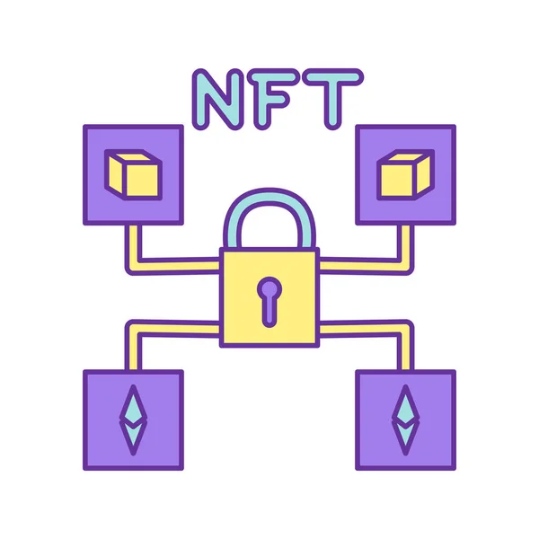 Ícone NFT isolado Conceito de transação digital Vecto —  Vetores de Stock