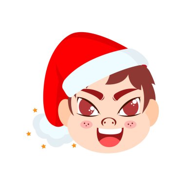 İzole edilmiş kırmızı çocuk noel emoji vektör çizimi