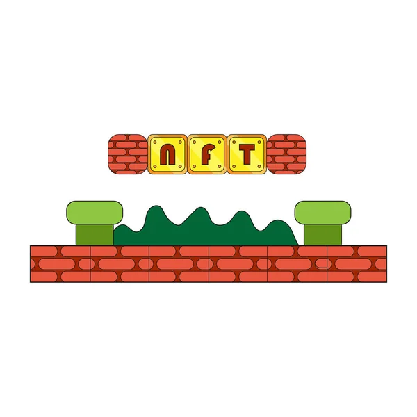 Vector de ilustración de color ntf animado arcade aislado — Vector de stock