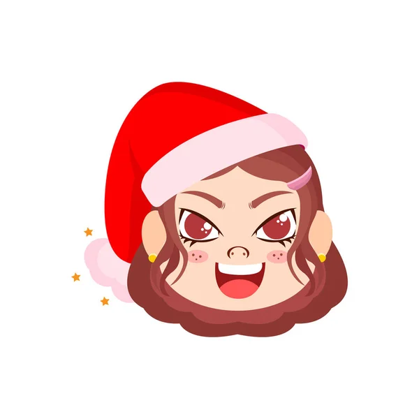Ilustración aislada del vector emoji de Navidad de la mujer roja — Vector de stock