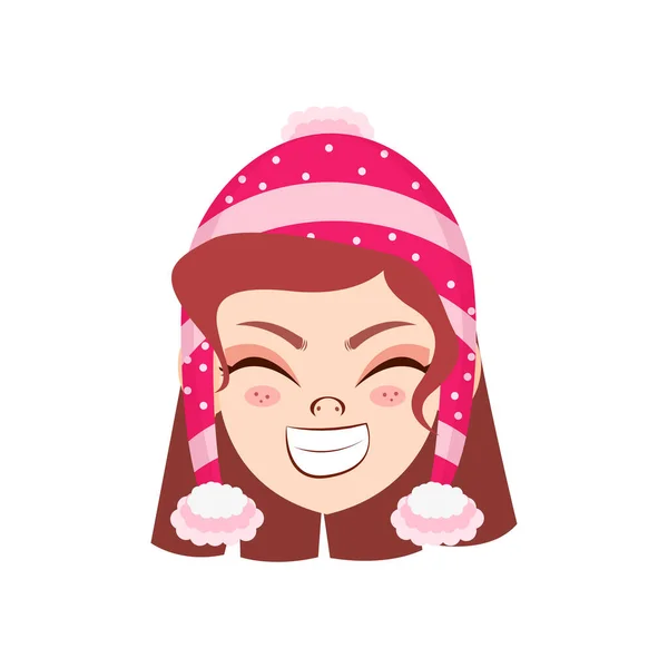 Απομονωμένο κόκκινο κορίτσι ευτυχισμένη μαλλιά Χριστούγεννα emoji διανυσματική απεικόνιση — Διανυσματικό Αρχείο