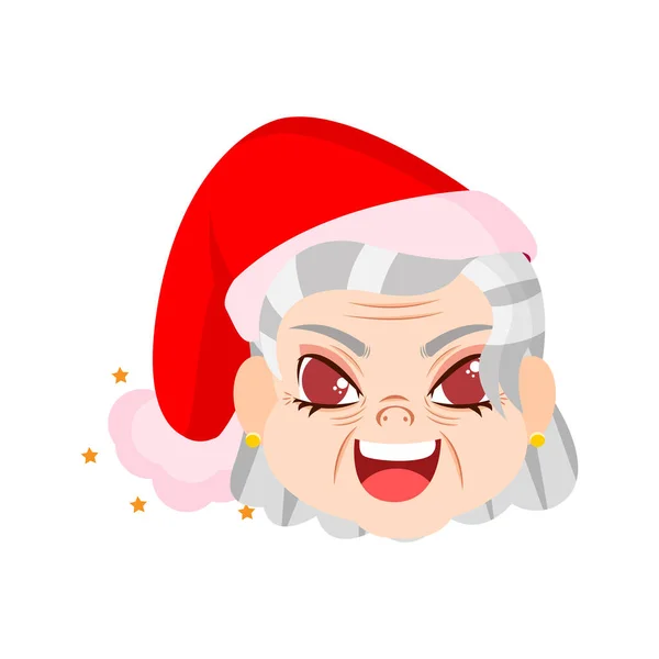 Izolacja czerwony stary kobieta Boże Narodzenie emoji wektor ilustracja — Wektor stockowy