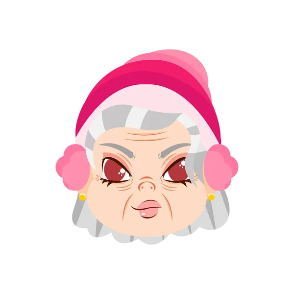 Izolacja czerwony winster stara kobieta Boże Narodzenie emoji wektor ilustracja — Wektor stockowy