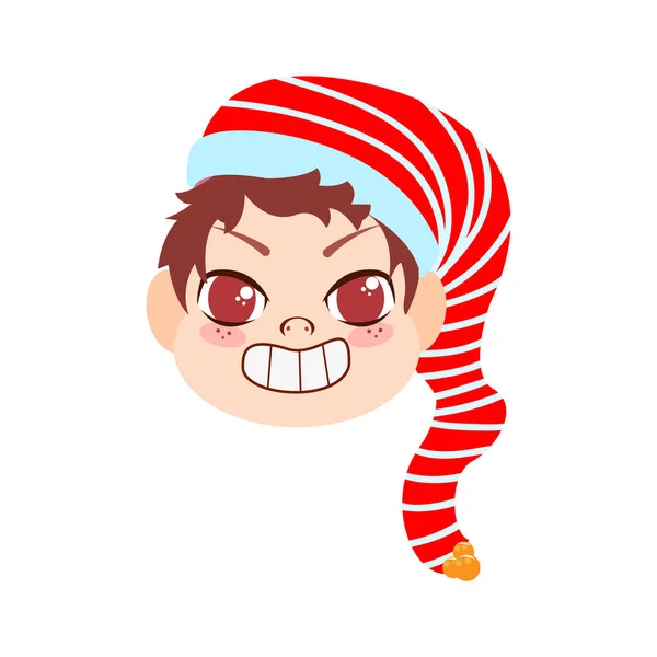 Isolierte rote Baby-Mütze Weihnachten Emoji-Vektor Illustration — Stockvektor