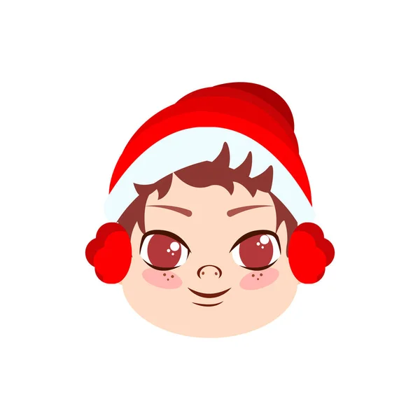 Isolé bébé rouge hiver Noël emoji vecteur illustration — Image vectorielle