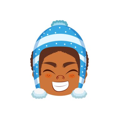 İzole edilmiş mavi mutlu çocuk noel emojisi çizimi