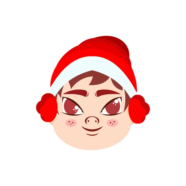 Isolierte rote Junge Winter Weihnachten Emoji Vektor Illustration — Stockvektor