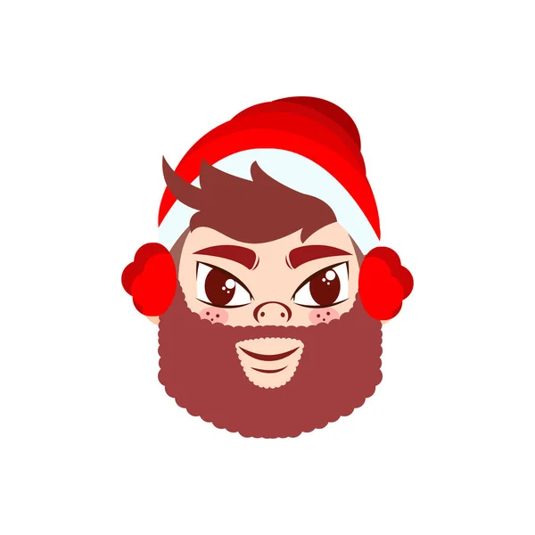 Isolato rosso inverno vecchio uomo natale emoji vettore illustrazione — Vettoriale Stock