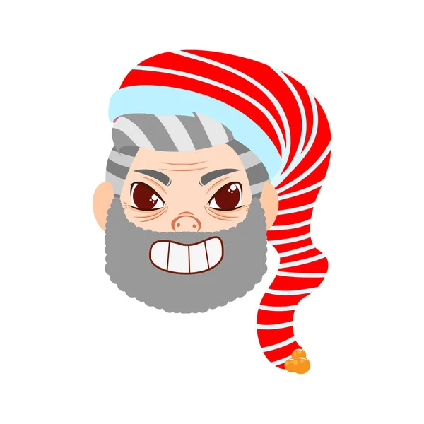 Isolated red hat old man christmas emoji vector illustration — Stock Vector