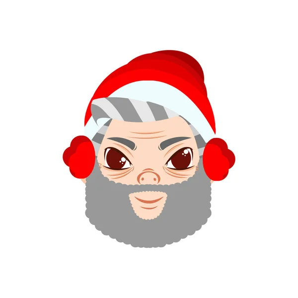 Isolado vermelho inverno velho homem Natal emoji vetor ilustração — Vetor de Stock