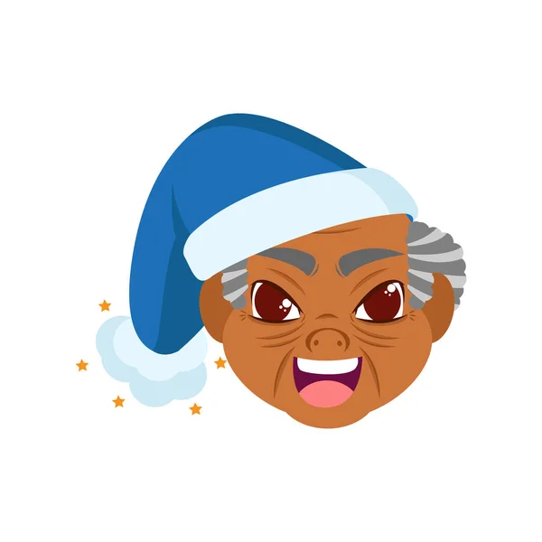 Ilustración aislado azul viejo hombre navidad emoji vector — Vector de stock