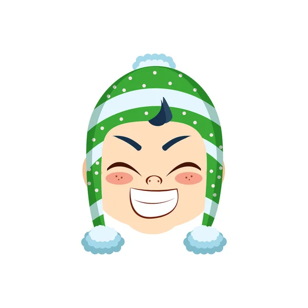 Isolierte grüne glückliche Baby Weihnachten Emoji Vektor Illustration — Stockvektor