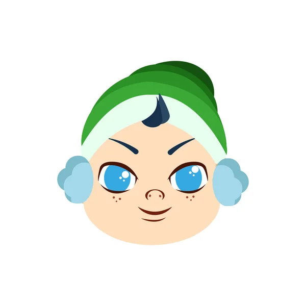 Isolado verde inverno bebê Natal emoji vetor ilustração —  Vetores de Stock