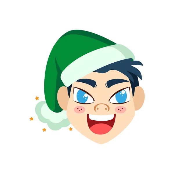 Απομονωμένο πράσινο άνθρωπος Χριστούγεννα emoji διανυσματική απεικόνιση — Διανυσματικό Αρχείο