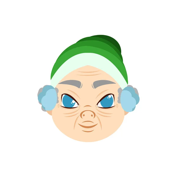 Isolierte grüne Winter alten Mann Weihnachten Emoji Vektor Illustration — Stockvektor