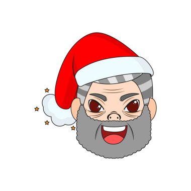 İzole edilmiş yaşlı adam Noel 'de vektör çizimi sınırında.