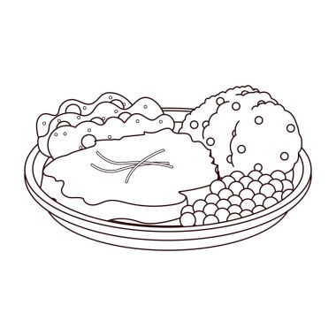 İzole edilmiş et sebzeleri sağlıklı vektör çizimleri