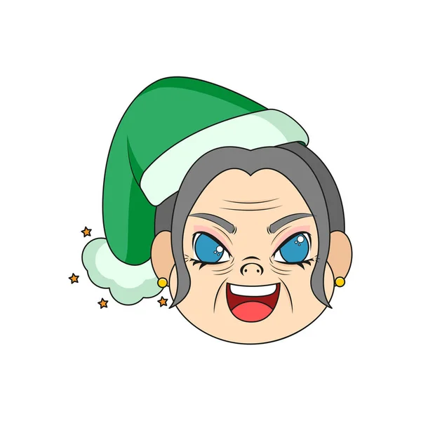 Izolowane zielony stary kobieta Boże Narodzenie pogranicza wektor ilustracja — Wektor stockowy