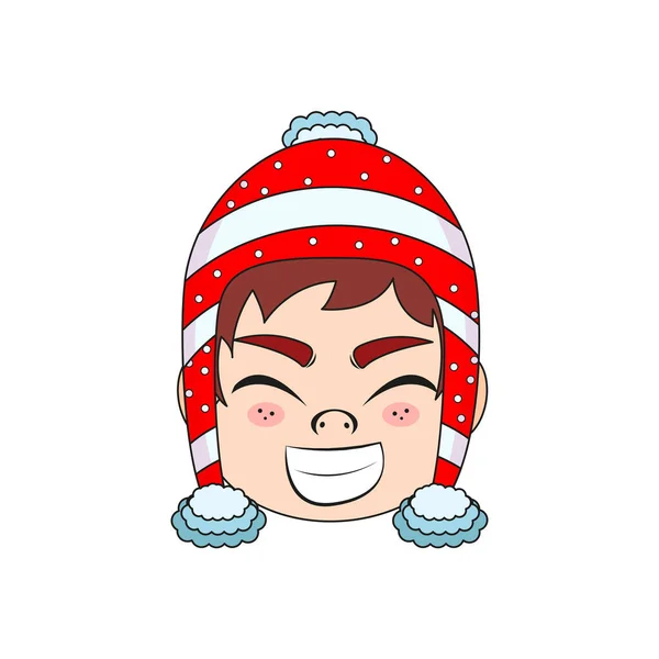 Isolado menino vermelho feliz Natal limítrofe vetor ilustração — Vetor de Stock
