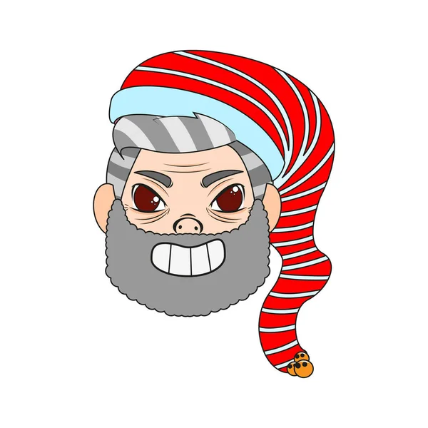 Isolato cappello rosso vecchio uomo Natale borderline vettoriale illustrazione — Vettoriale Stock