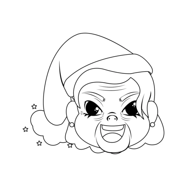 Vieille femme isolée dessin de Noël illustration vectorielle borderline — Image vectorielle