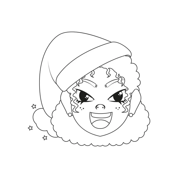 Izolovaná žena vánoční kreslit hraniční vektorové ilustrace — Stockový vektor