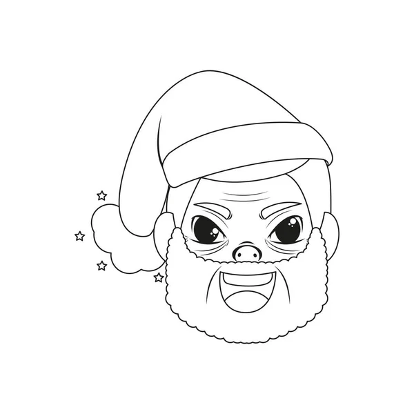Geïsoleerde oude man kerst tekening borderline vector illustratie — Stockvector