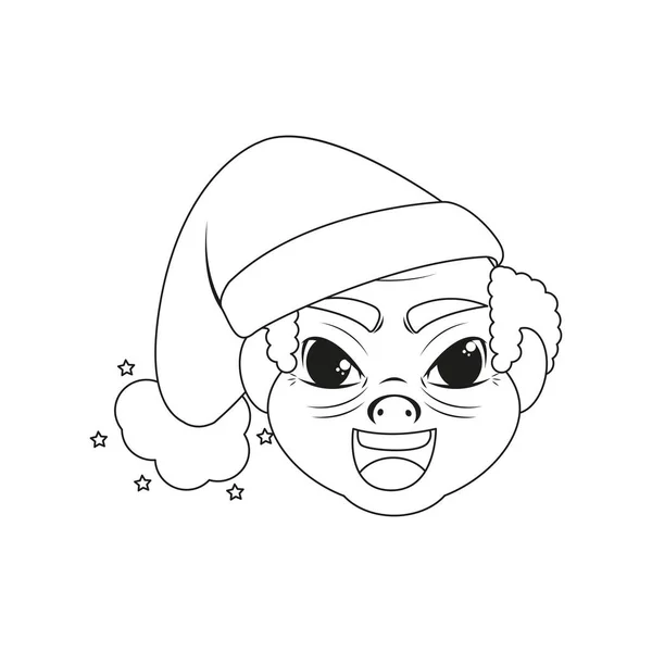 Vieil homme isolé dessin de Noël illustration vectorielle borderline — Image vectorielle