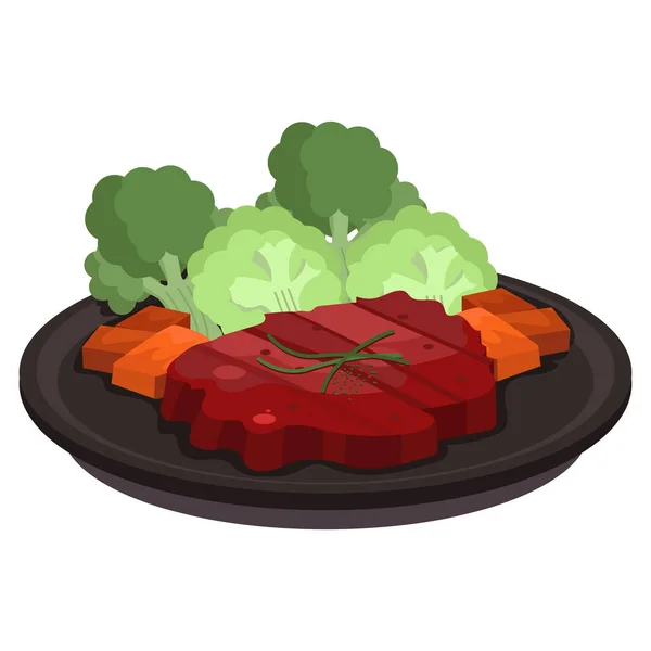 Geïsoleerde vlees groenten zoete voeding vector illustratie — Stockvector