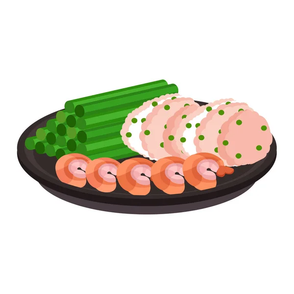 Isoliertes Fleisch Gemüse Süßspeisen Vektor Illustration — Stockvektor