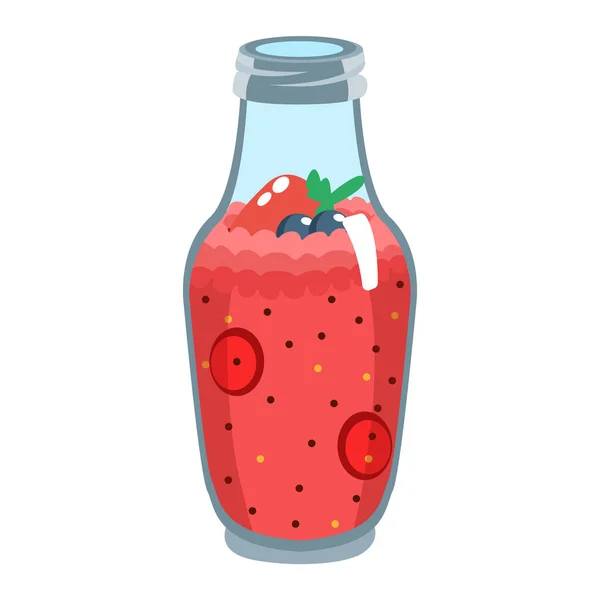 Vereinzelte Erdbeeren Smoothie-Nahrung gesunde Vektorillustration — Stockvektor