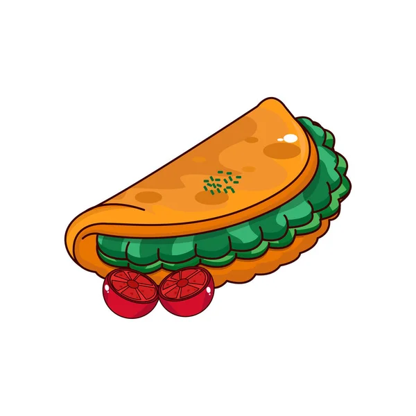 Taco aislado verduras alimento vector ilustración — Vector de stock