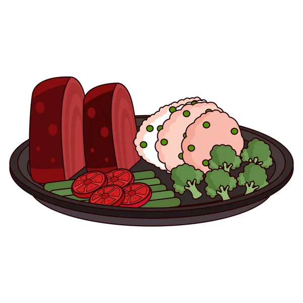 Изолированное мясо овощей пищевые здоровые векторные иллюстрации — стоковый вектор