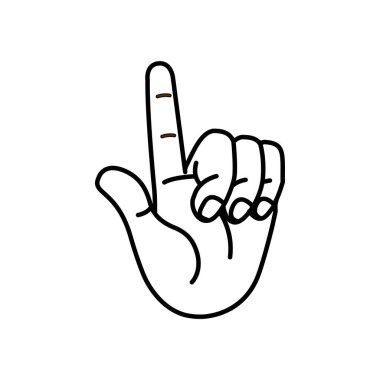 İzole edilmiş el karikatürü ana hatları simgesi bir jest vektörü yapıyor