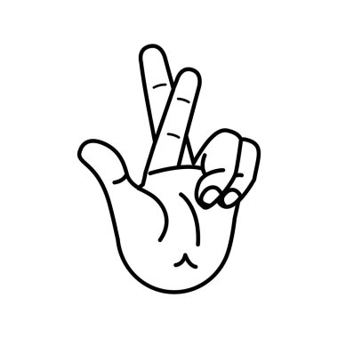 İzole edilmiş el karikatürü ana hatları simgesi bir jest vektörü yapıyor