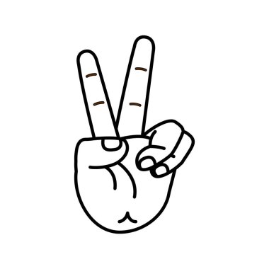 İzole edilmiş el karikatürü ana hatları simgesi bir jest vektörü yapıyor
