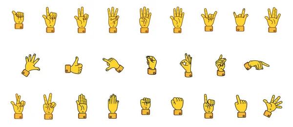 Set of different hand icons doing gestures Vector — Stock Vector
