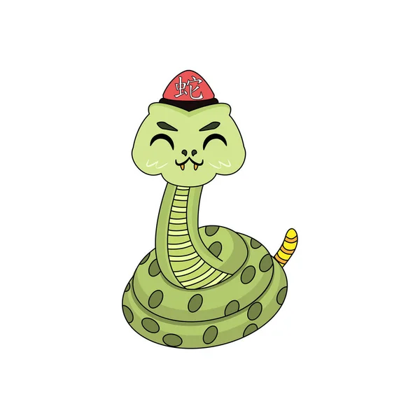 Isolated cute snake with traditional chinese clothes Zodiac sign Vector — Stock Vector