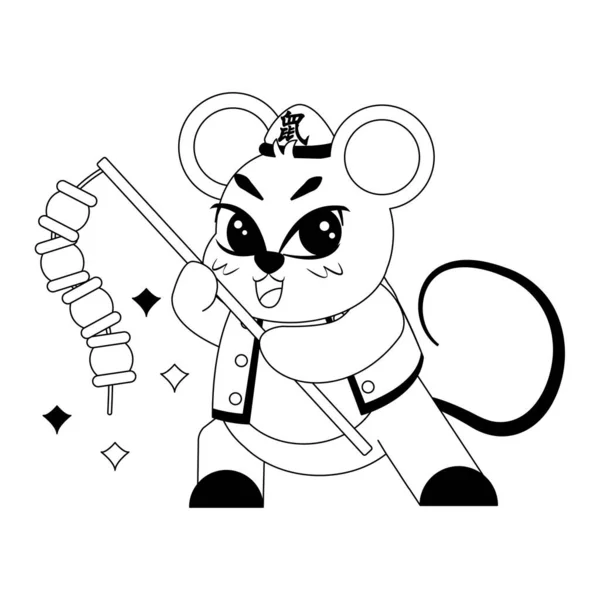 Izolacja cute szczur z tradycyjnych chińskich ubrań Zodiak znak wektor — Wektor stockowy