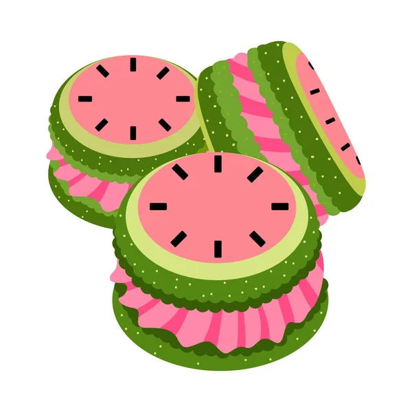 Galletas de fresas aisladas Postre gourmet Comida dulce Vector — Vector de stock