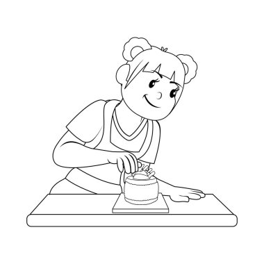 İzole edilmiş mutlu kadın tatlı taşıyıcısı yapıyor.