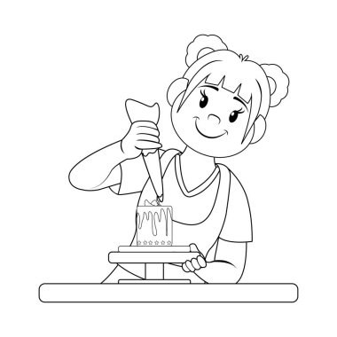 İzole edilmiş mutlu kadın tatlı taşıyıcısı yapıyor.